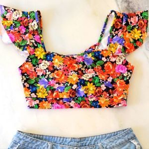Shein floral tie back top